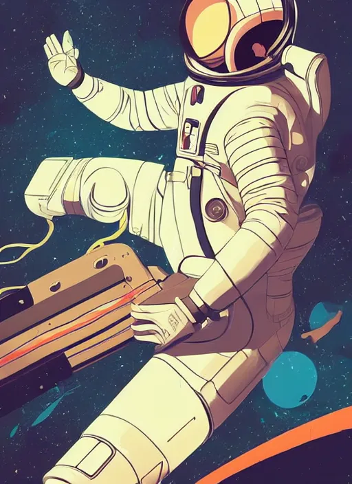 Image similar to an astronaut floating in space. clean cel shaded vector art. shutterstock. behance hd by lois van baarle, artgerm, helen huang, by makoto shinkai and ilya kuvshinov, rossdraws, illustration, art by ilya kuvshinov