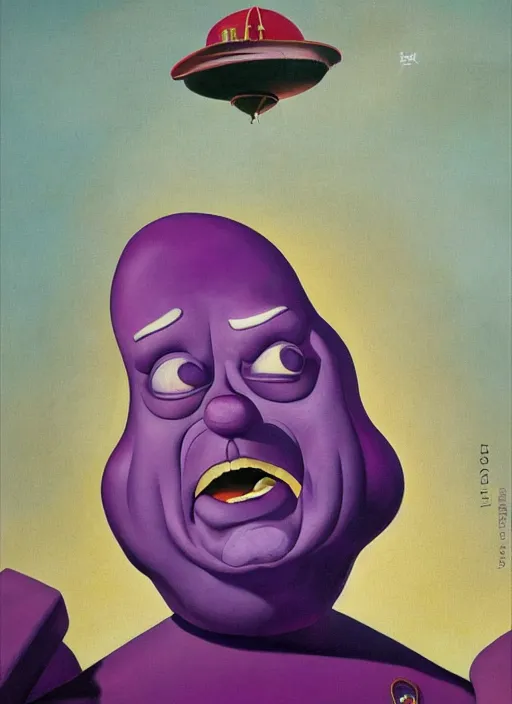 Image similar to grimace ( obese purple guy ) on a soviet russian propaganda poster, illustration, airbrush, joseph stalin, detailed oil painting by greg rutkowski