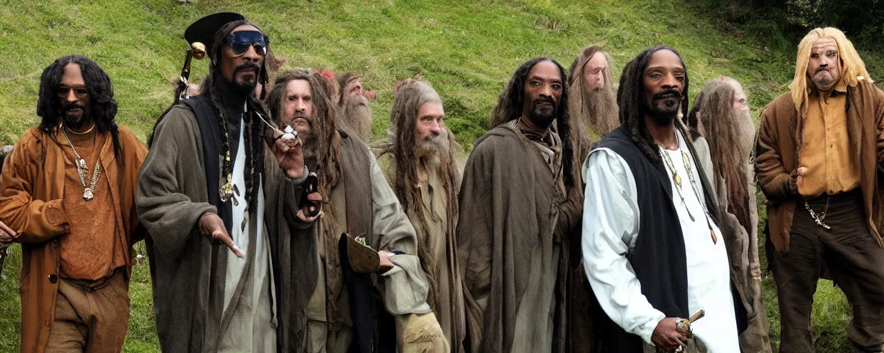 Image similar to snoop dogg as hobbit in the shire