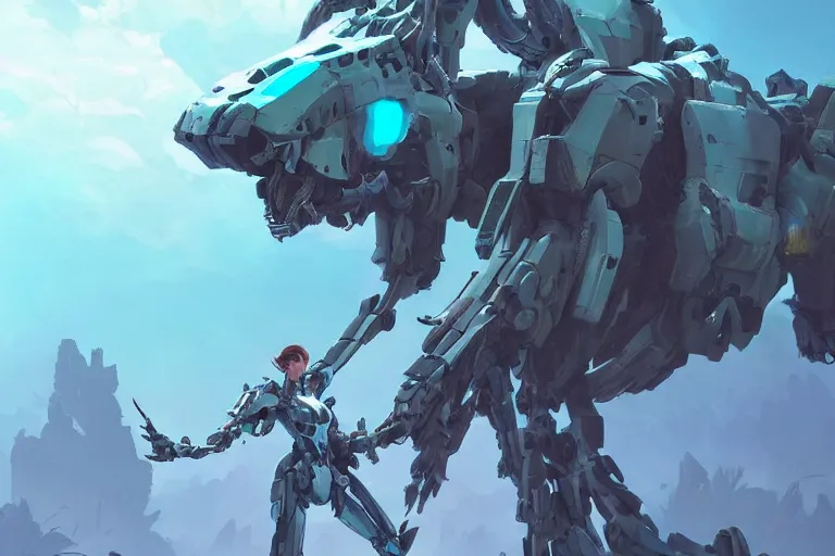 Image similar to longleg machine mecha animal beast robot of horizon forbidden west horizon zero dawn bioluminiscence, behance hd by jesper ejsing, by rhads, makoto shinkai and lois van baarle, ilya kuvshinov, rossdraws global illumination