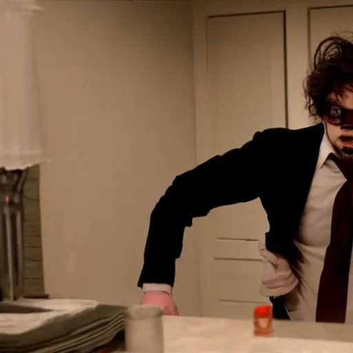 Prompt: sam hyde as the american psycho, cinematic still