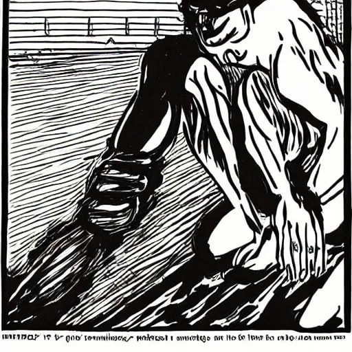 Image similar to I crawl like a viper through these suburban streets, by Raymond Pettibon