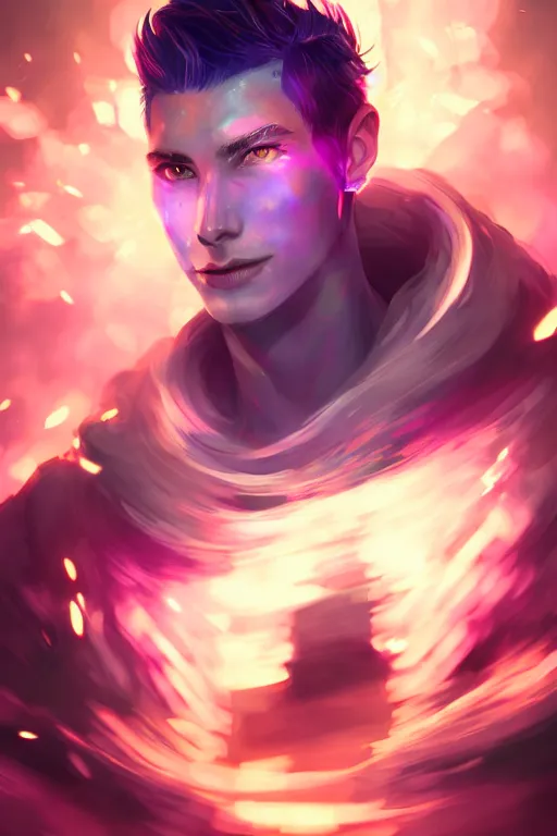 Image similar to a human elemental sorcerer, blurred environment background, colorful magic effects, white skin, portrait, male, sharp focus, digital art, concept art, dynamic lighting, by emylie boivin and rossdraws