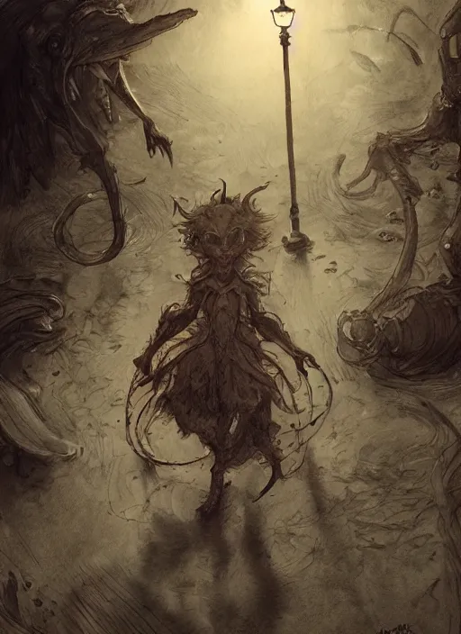 Image similar to portrait, A demon being led around on a leash by a toddler, tea party, watercolor, dramatic lighting, cinematic, establishing shot, extremely high detail, foto realistic, cinematic lighting, pen and ink, intricate line drawings, by Yoshitaka Amano, Ruan Jia, Kentaro Miura, Artgerm, post processed, concept art, artstation, matte painting, style by eddie mendoza, raphael lacoste, alex ross