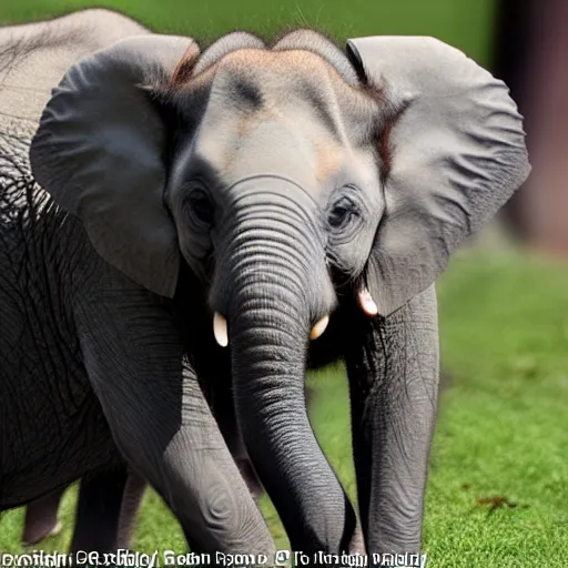 Image similar to baby elephant from south africa, the baby elephant is studying at harvard business school, realistic, detailed