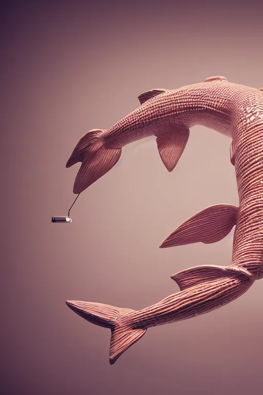 Image similar to a sculpture of fish ocean intertwined, diode lighting, a lovely cornucopia of flowers and human body parts, body parts, independent heart shaped, highly detailed, octane render, cinematic, shock, sharp focus, ball, an independent psycho, clean, studio lighting