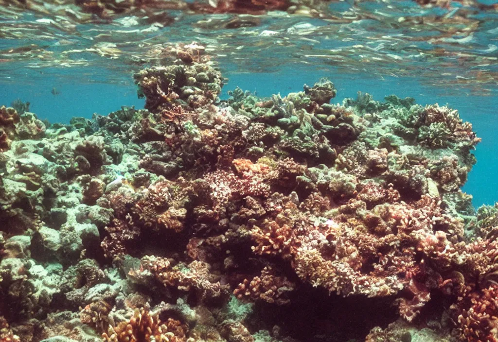 Prompt: a hedgehog swimming in a coral reef