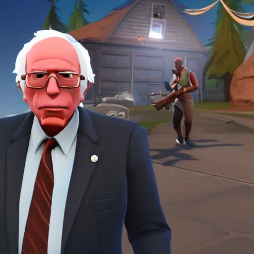 Image similar to Gameplay screenshot of Bernie Sanders in Fortnite