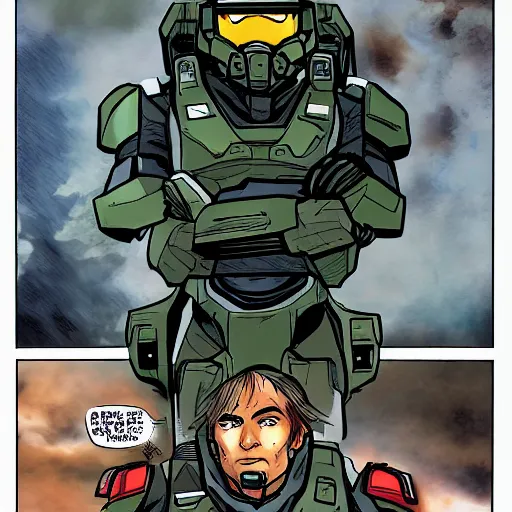 Image similar to master chief in a comic book