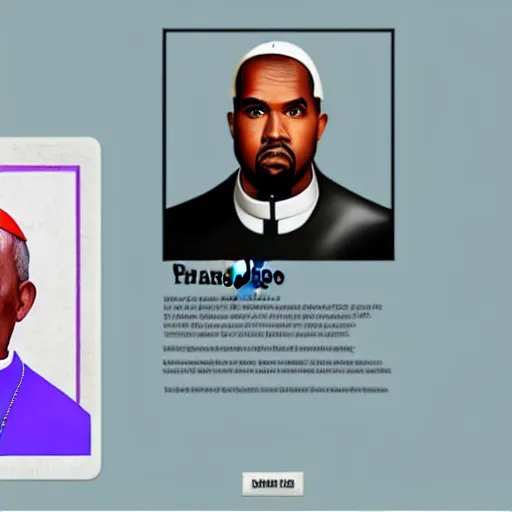 Image similar to pope kanye in the style of a grand theft auto 5 loading screen