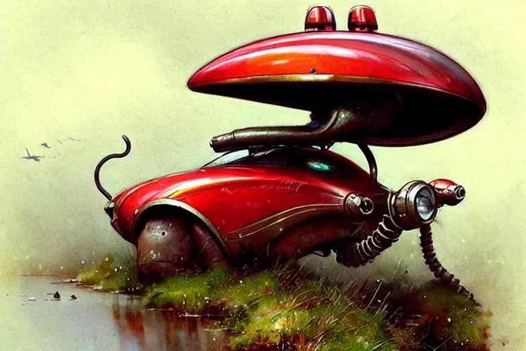 Prompt: adventurer ( ( ( ( ( 1 9 5 0 s retro future robot mouse amphibious vehical home. muted colors. ) ) ) ) ) by jean baptiste monge!!!!!!!!!!!!!!!!!!!!!!!!! chrome red