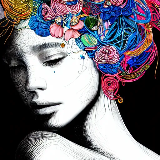 Image similar to the portrait of an unbelievably beautiful, elegant, sensual, and sophisticated young woman, an ultrafine detailed illustration by james jean, intricate linework, bright colors, final fantasy, behance contest winner, vanitas, angular, altermodern, unreal engine 5 highly rendered, global illumination, radiant light, detailed and intricate environment