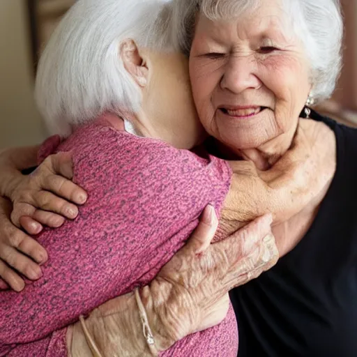 Prompt: my grandma is hugging me