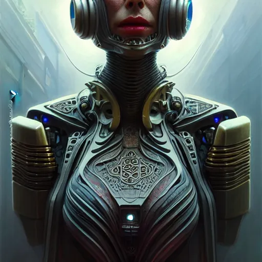 Prompt: low angle shot of a cyberpunk robot character, intricate, elegant, highly detailed, centered, digital painting, artstation, concept art, smooth, sharp focus, illustration, artgerm, Tomasz Alen Kopera, Peter Mohrbacher, donato giancola, Joseph Christian Leyendecker, WLOP, Boris Vallejo