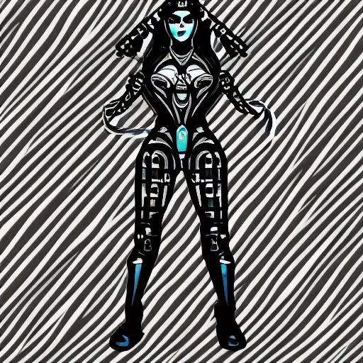 Prompt: robot woman, aztec design, cyber punk, brutalism