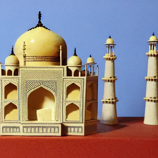 Image similar to a reconstruction of the cheese taj mahal made ot of cheese