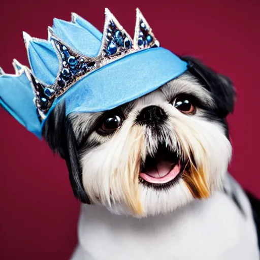 Image similar to Professional Photograph of a Blue Shih Tzu wearing a crown