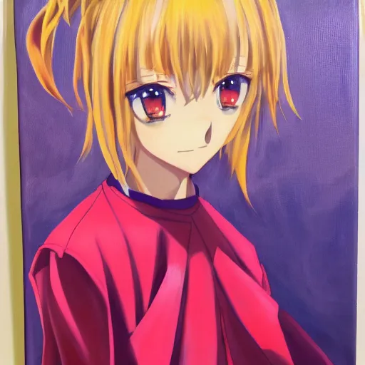 Image similar to y 2 k anime girl, oil on canvas