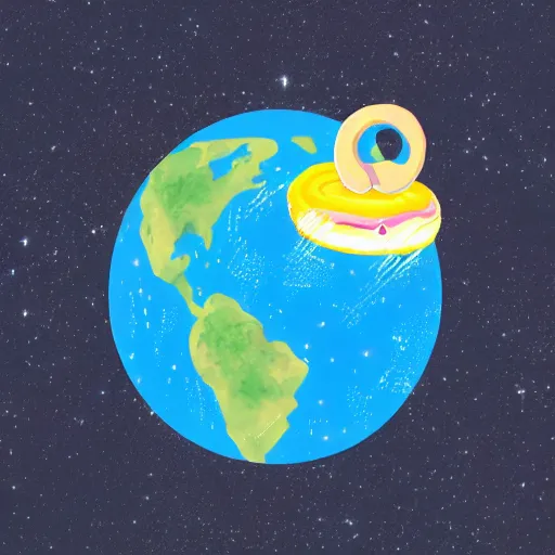 Prompt: earth planet with shape of donut