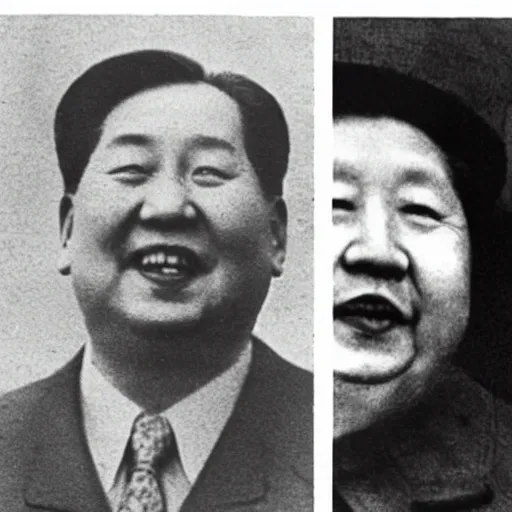 Image similar to A photo of Winnie the Pooh with Mao Zedong