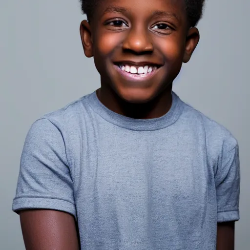 Image similar to photo of a black boy smiling, studio portrait