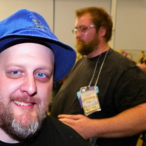 Prompt: portrait of comic book artist Ethan Van Sciver at a comic book convention