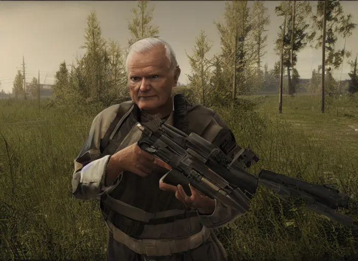 Prompt: john paul ii in escape from tarkov, screenshot