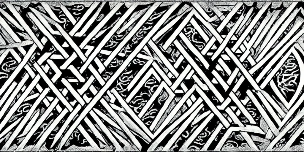 Image similar to wicca magik symbols, optical illusion escher, magical symbols