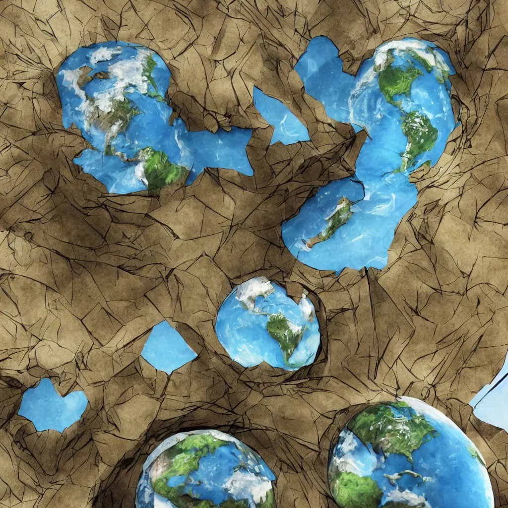 Image similar to unzipping earth, art station, concept art, paper folding, overdetailed art