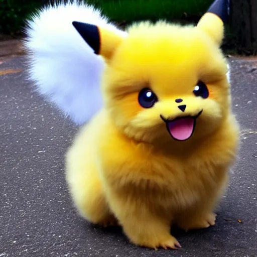 Image similar to real life Pokemon, cute!!!, fluffy!!!, ultra realistic!!!, golden hour, sharp focus