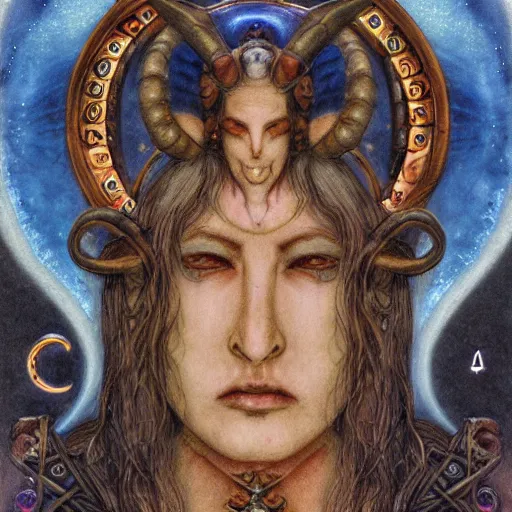 Prompt: portrait of aries zodiac artwork, mystic occult style, detailed, 8 k, symmetrical, by brian froud