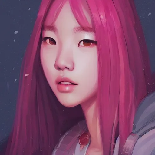 Prompt: “ a portrait of korean lisa from blackpink, rainy background, pink bright art masterpiece artstation. 8 k, sharp high quality artwork in style of jose daniel cabrera pena and greg rutkowski, concept art by tooth wu, hearthstone card game artwork. ”