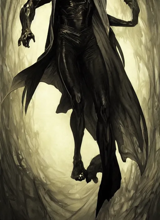 Prompt: elegant renaissance concept art of a male young muscular neo from matrix 1 as sandman from vertigo comics, with, full figure dynamic fighting pose, pale skin!, gothic, black overcoat, fantasy, intricate, highly detailed, digital painting, artstation, smooth, sharp focus, illustration, art by artgerm and greg rutkowski and alphonse mucha