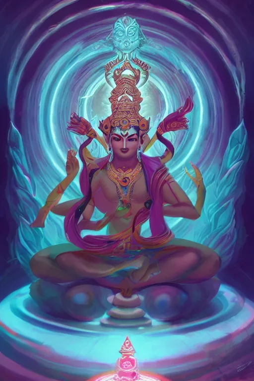 Prompt: an ancient hindu deity with third eye open in infinite consciousness in 4 k design by lois van baarle by sung choi by john kirby artgerm and greg rutkowski