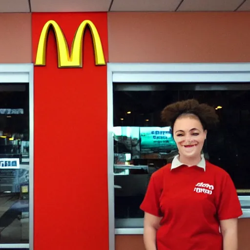 Prompt: mcdonald's employee holding a candle cartoon