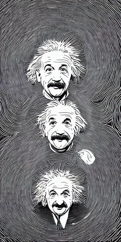 Image similar to portrait of albert einstein in front of a space - time diagram, by laurie greasley