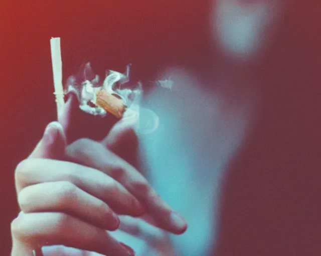 Image similar to a lomographic photo of woman hand with cigarette