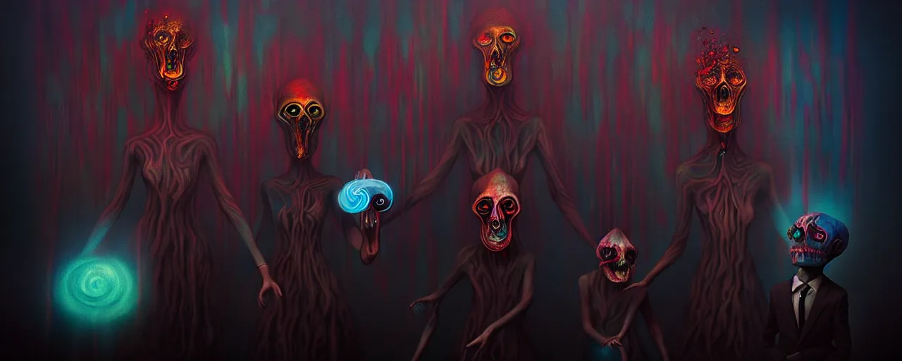 Image similar to alchemized emotion creatures, surreal dark uncanny painting by ronny khalil