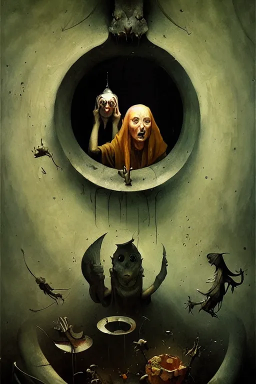 Image similar to hieronymus bosch, greg rutkowski, anna podedworna, painting of i have no mouth but i must scream