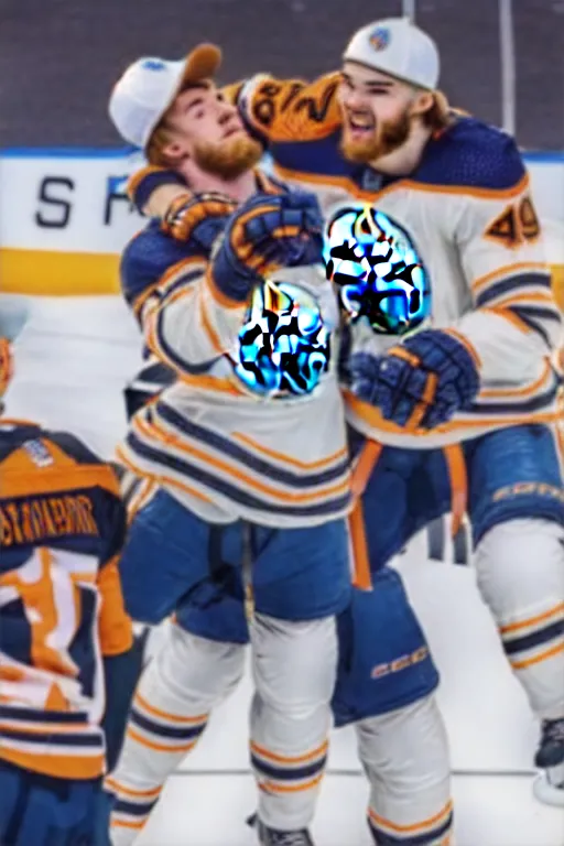 Image similar to conner mcdavid holing the stanley cup edmonton oilers