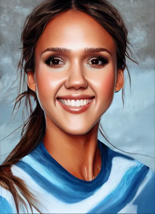 Prompt: portrait painting of jessica alba, toothpaste on concrete, extremely detailed