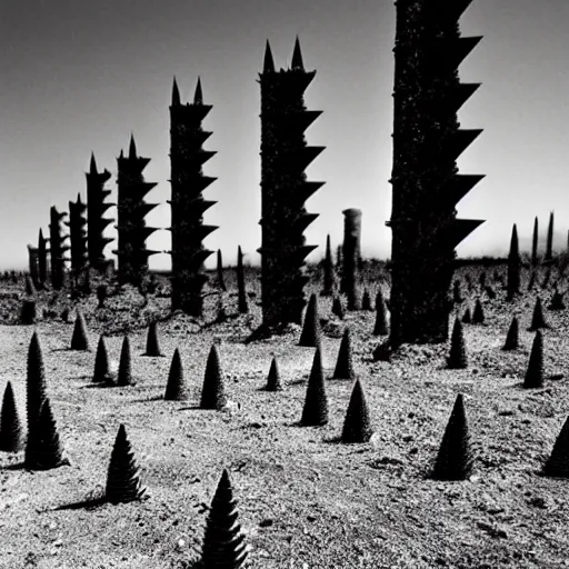 radioactive spike field, monolithic granite spikes, | Stable Diffusion ...