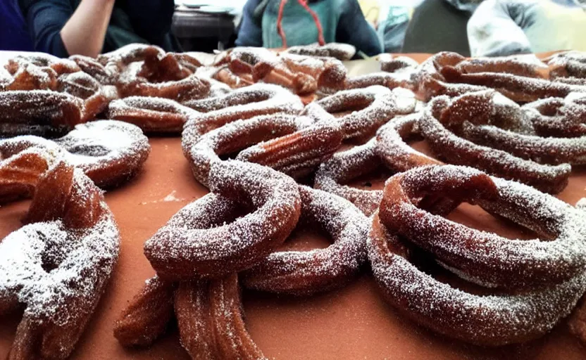 Prompt: a mountain landscape made out of churros