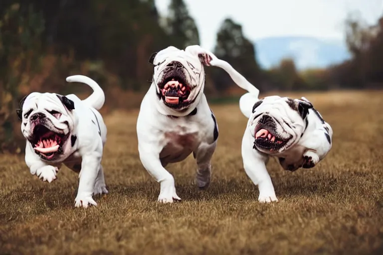 Image similar to bulldogs that are running towards the camera