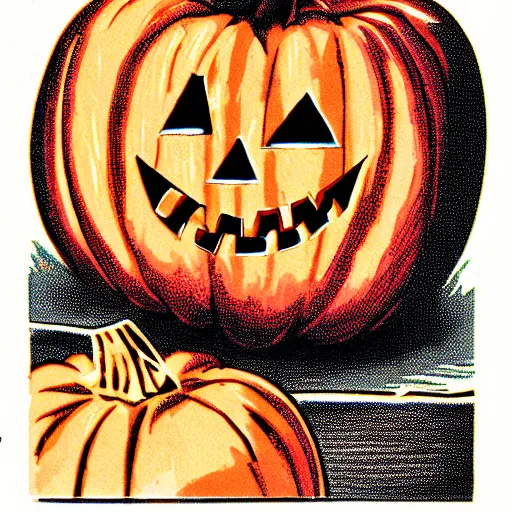 Image similar to a vintage risograph of a pumpkin
