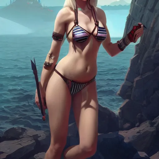 Prompt: full body portrait of an female elf wearing bikini nazi uniform, an ultrafine hyperdetailed illustration by tooth wu and wlop and beeple and greg rutkowski, trending on artstation, highly detailed, 4 k, 8 k