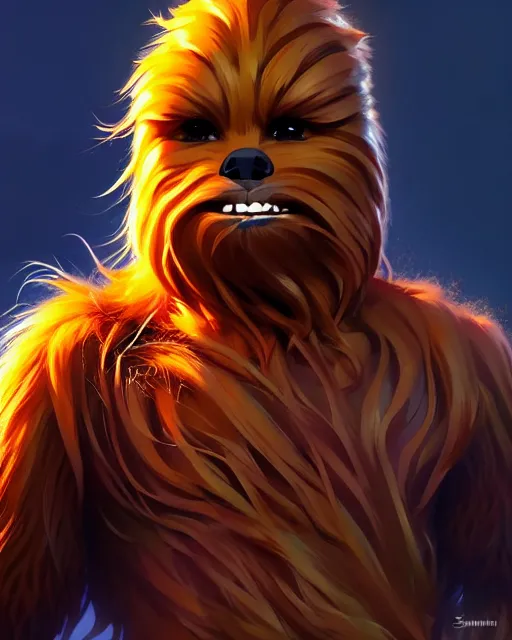 Image similar to chewbacca, portrait shinkai makoto studio ghibli studio key hideaki anno sakimichan stanley artgerm lau rossdraws james jean marc simonetti elegant highly detailed digital painting artstation pixiv