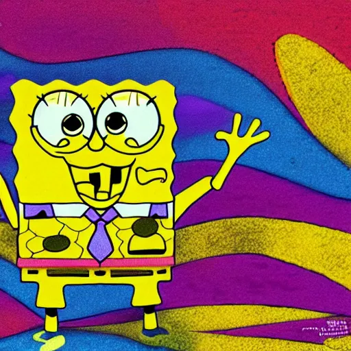 SpongeBob abstract art, avant-garde, bizarre, vibrant, | Stable Diffusion