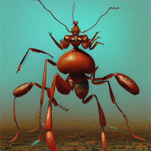 Prompt: A large ant queen standing on her hind legs formian pathfinder, digital art, Wayne Barlowe