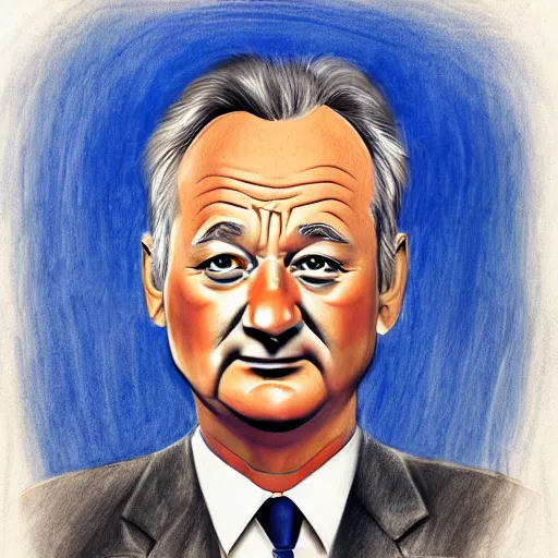 Image similar to Elegant portrait of bill murray, friendly, photorealistic, facial detail, color drawing, in the style of busytown